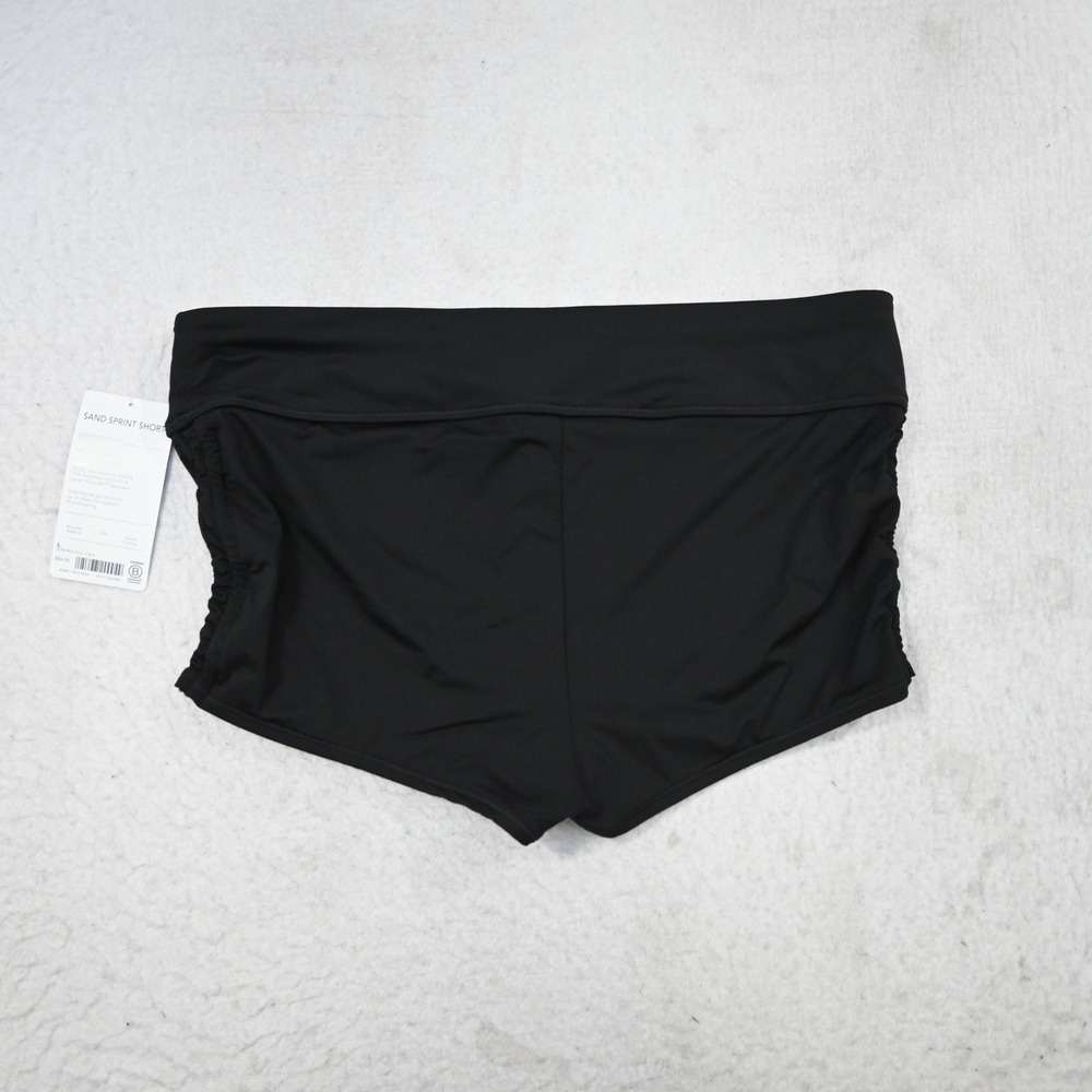 Athleta Sand Sprint Short Women L NEW High Rise Black Scrunch Side Tie Swim - Picture 4 of 6